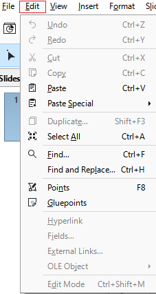 LibreOffice Impress Edit Menu in Hindi