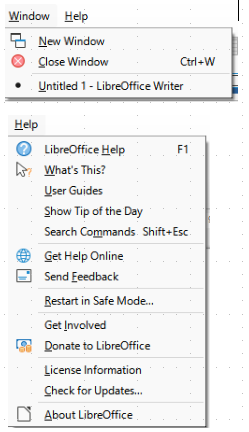 libreOffice window and help menu in Hindi